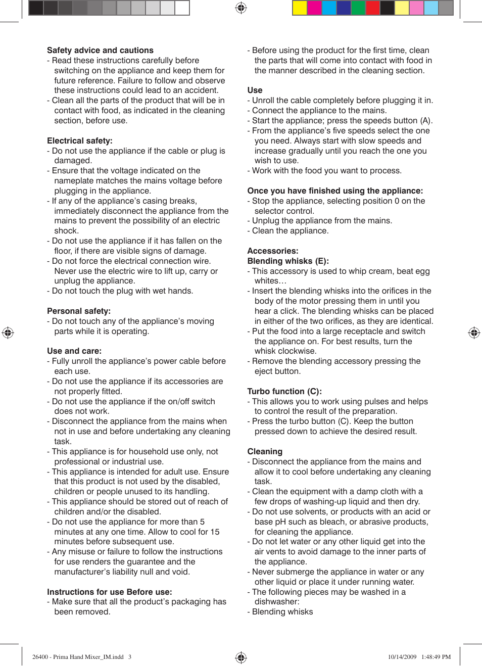 Mellerware PRIMA 26400 User Manual | Page 3 / 5
