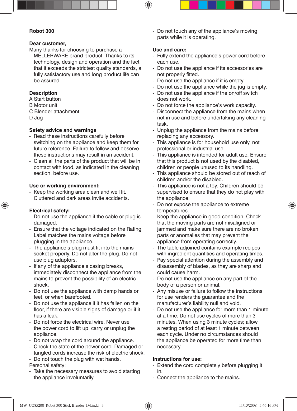 Mellerware ROBOT 300 85200 User Manual | Page 3 / 5