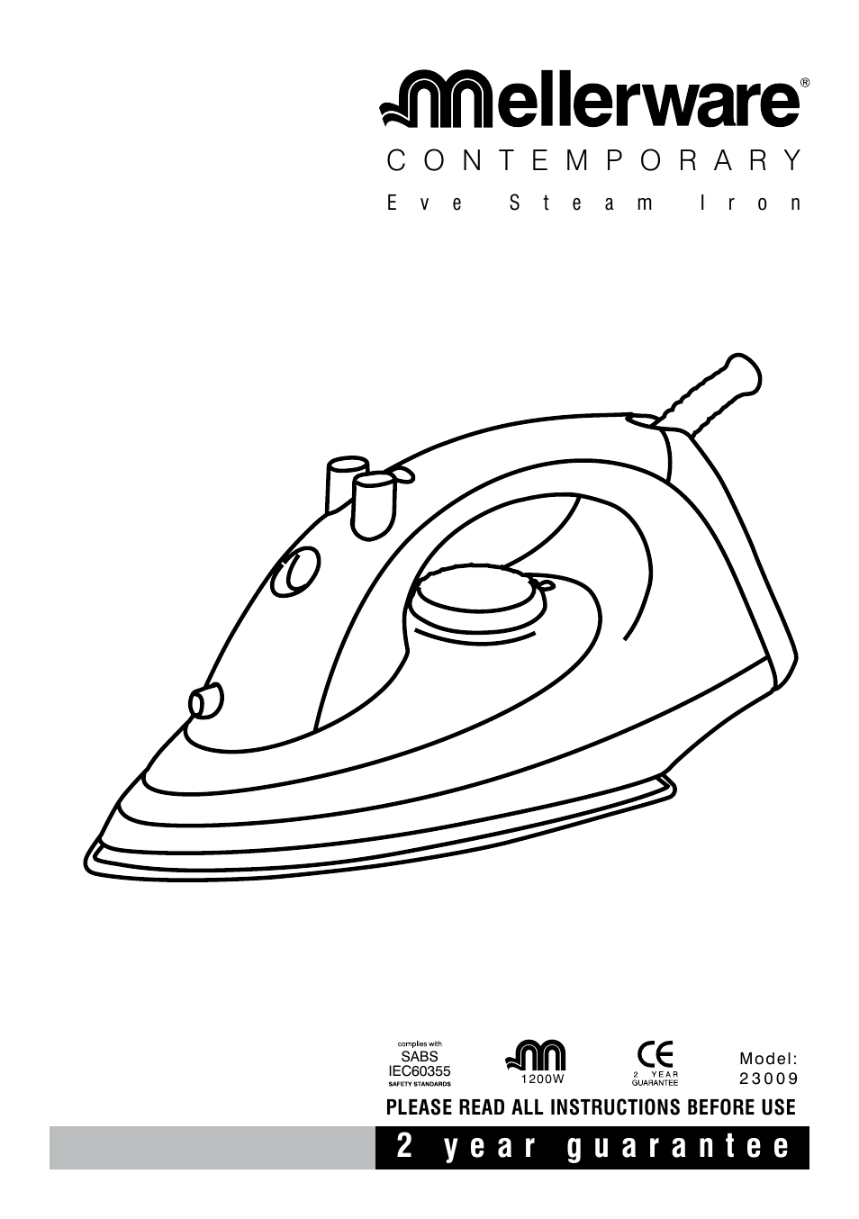 Mellerware EVE STEAM IRON 23009 User Manual | 4 pages