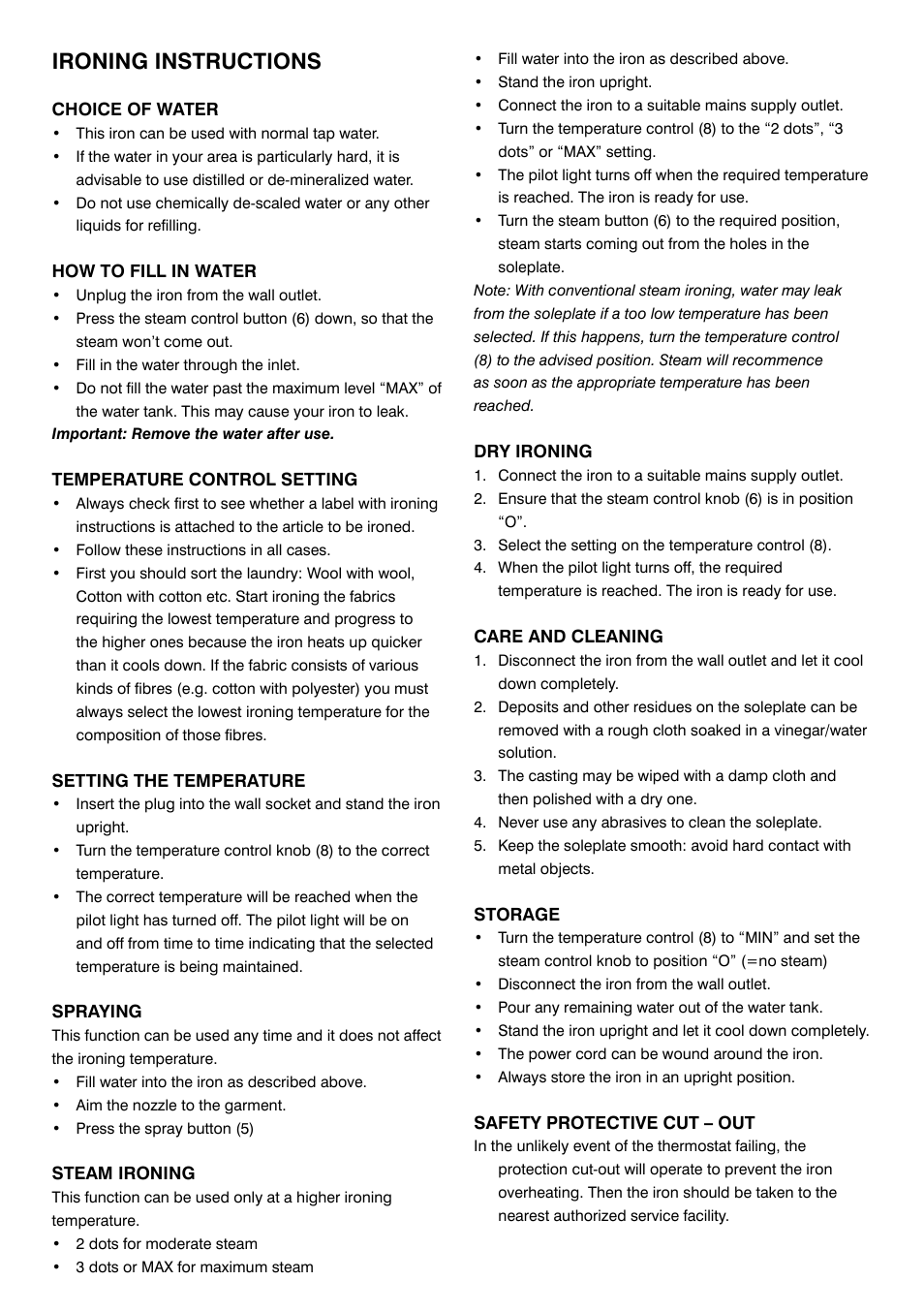 Ironing instructions | Mellerware EVE STEAM IRON 23009 User Manual | Page 3 / 4