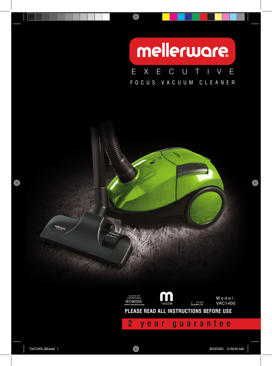 Mellerware VAC14001400W User Manual | 6 pages