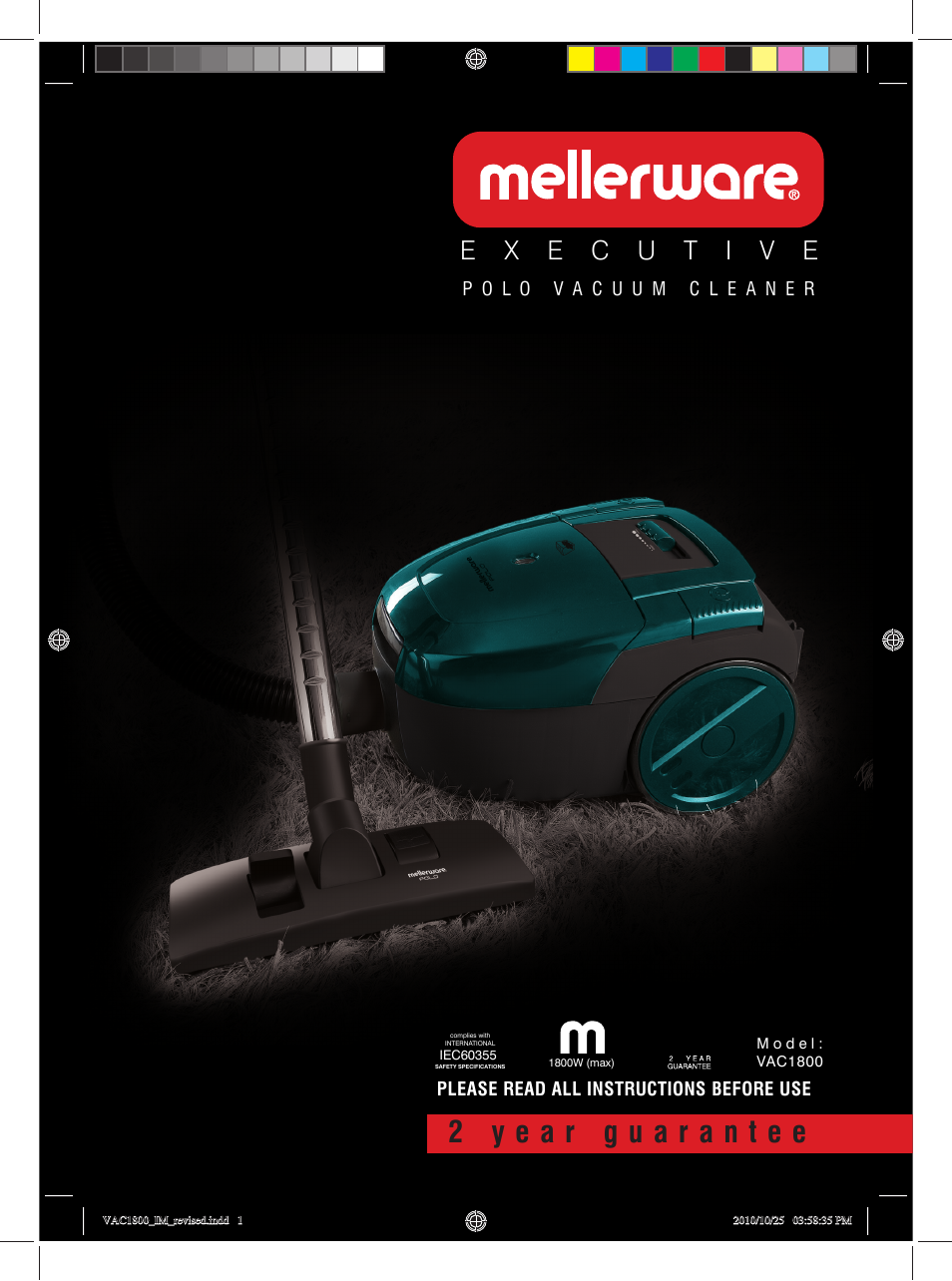 Mellerware EXECUTIVE VAC18001800W User Manual | 7 pages