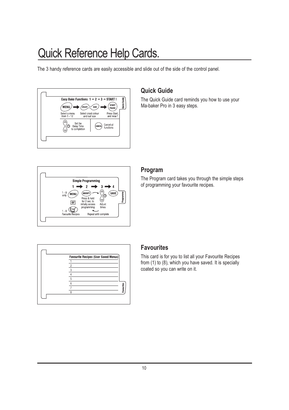 Quick reference help cards | Mellerware 26550550W User Manual | Page 10 / 81