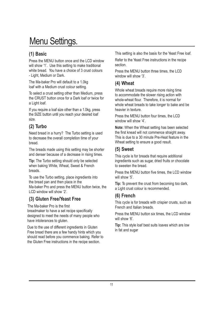 Menu settings | Mellerware 26550550W User Manual | Page 11 / 81