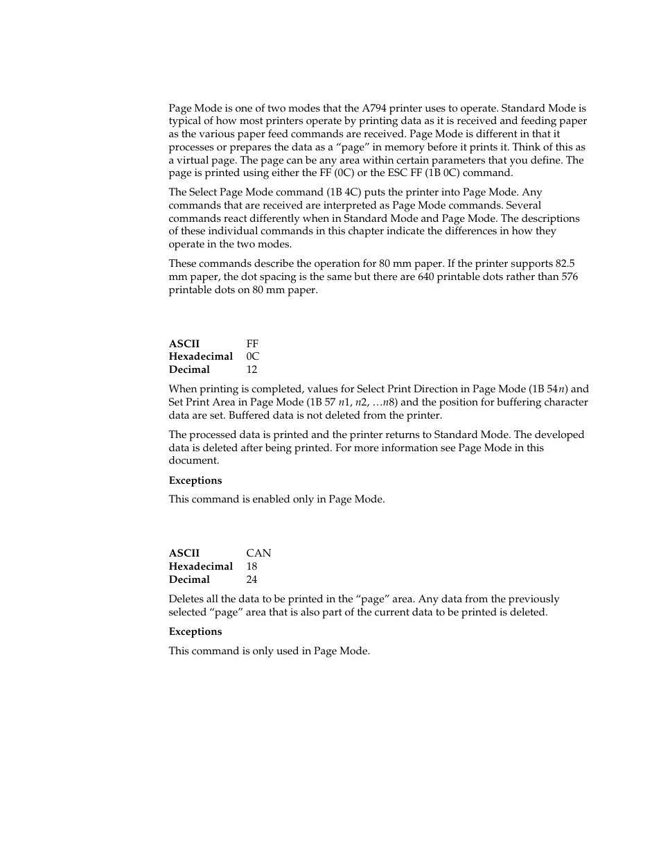 Page mode commands | M-S Cash Drawer A794 User Manual | Page 129 / 147