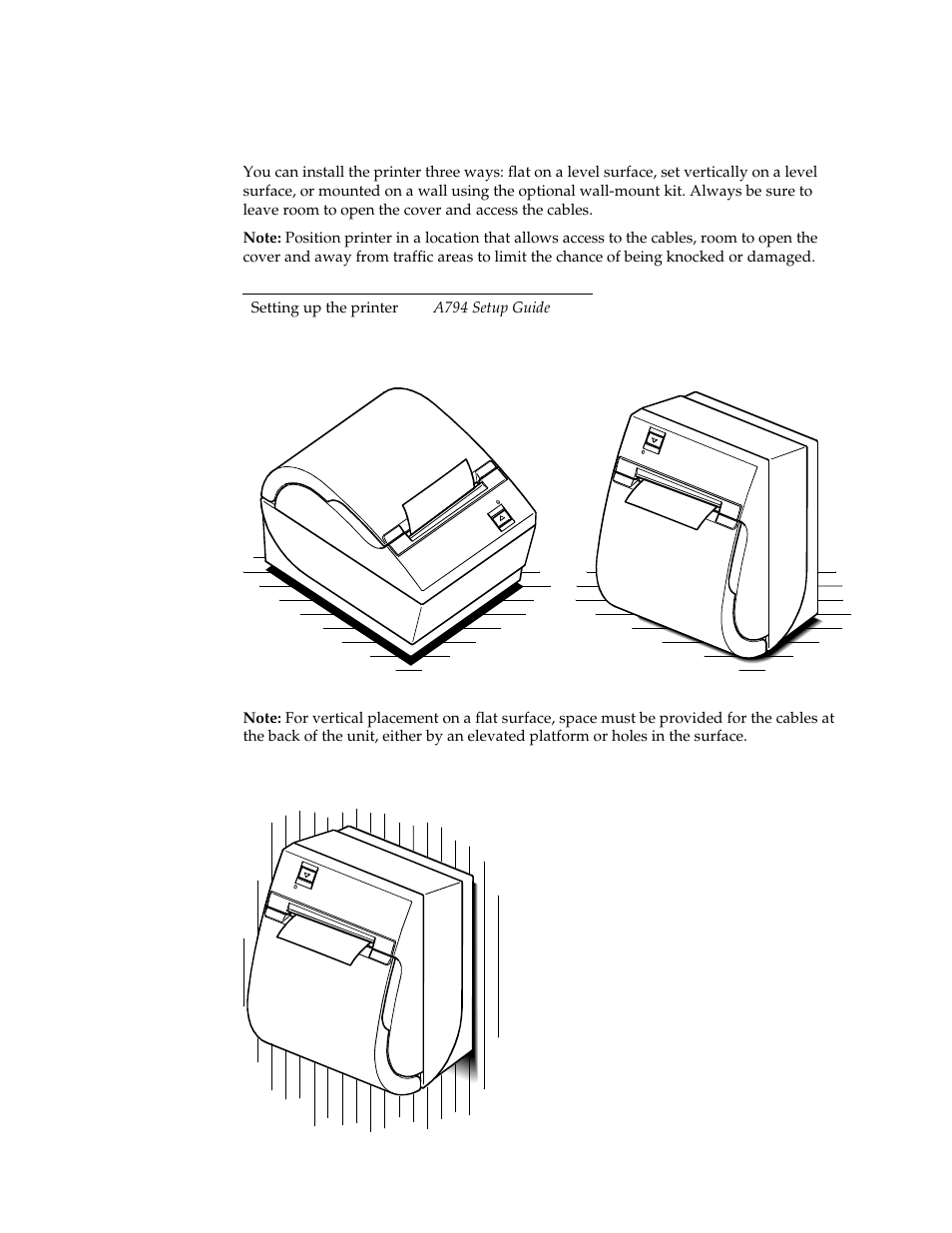 Choose a location, On a flat surface, On a wall | M-S Cash Drawer A794 User Manual | Page 13 / 147