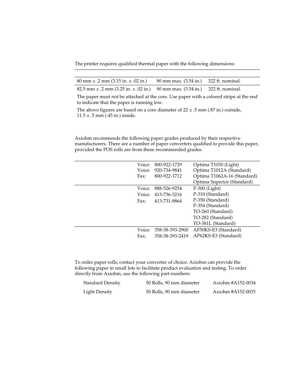 Ordering thermal paper, Thermal paper specifications, Manufacturers | How to order | M-S Cash Drawer A794 User Manual | Page 27 / 147