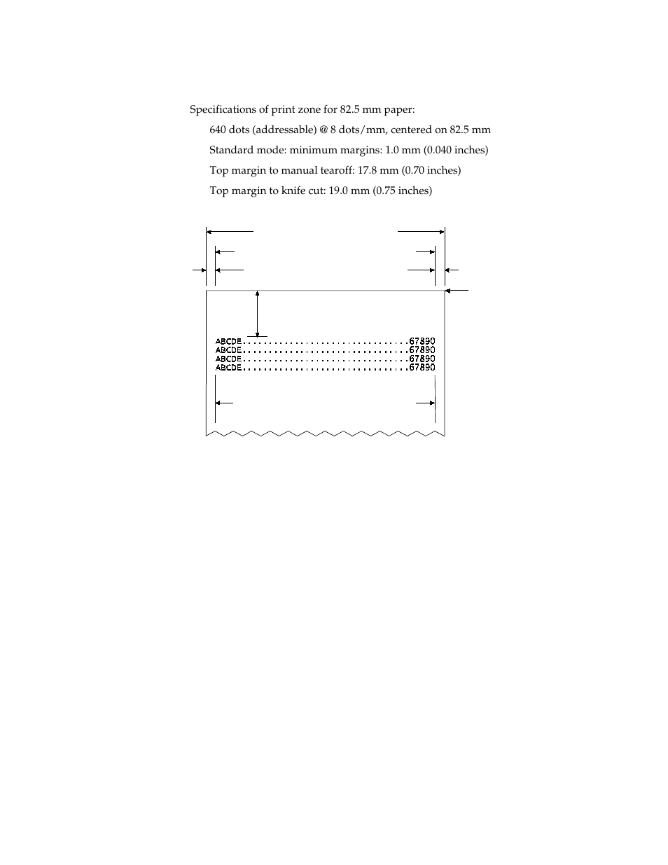 Print zones for 82.5 mm paper | M-S Cash Drawer A794 User Manual | Page 34 / 147