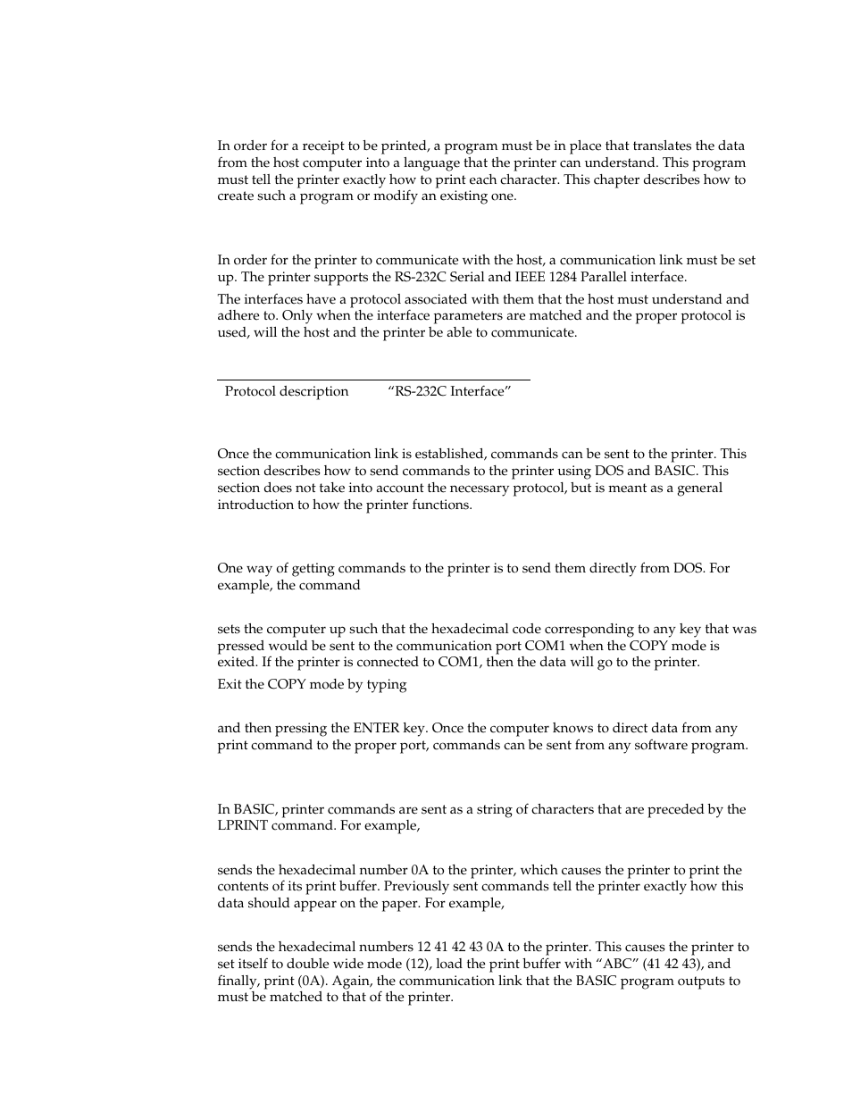 Communication overview, Interface, Sending commands | M-S Cash Drawer A794 User Manual | Page 47 / 147