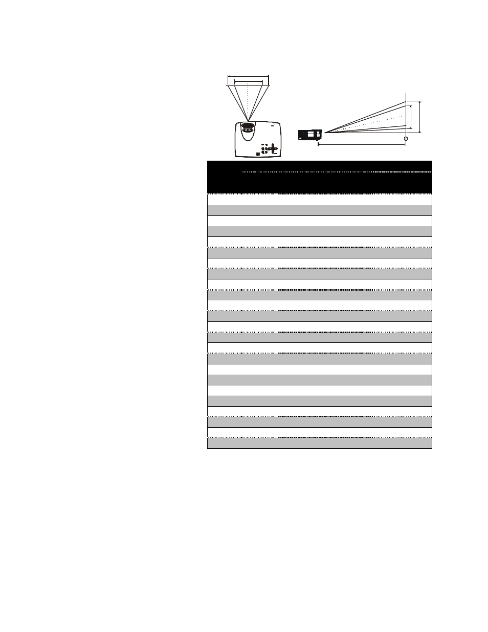 Projection distance v.s. projection size | Microtek MS4 User Manual | Page 40 / 43
