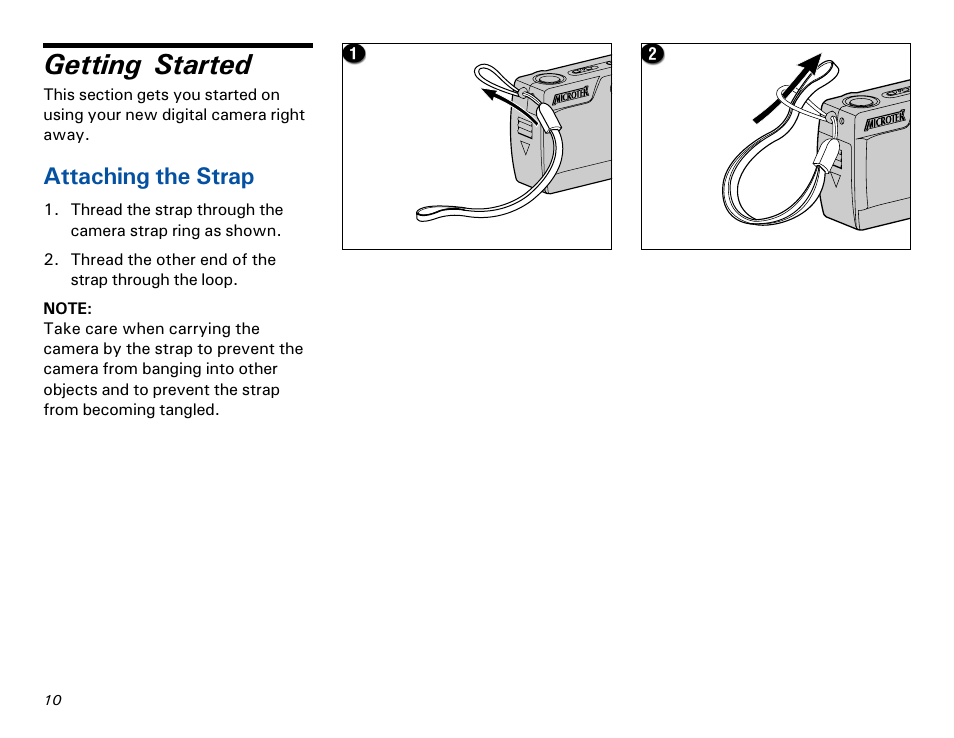 Getting started, Attaching the strap | Microtek MKT-1300a User Manual | Page 17 / 72