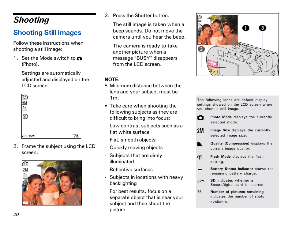 Shooting, Shooting still images | Microtek MKT-1300a User Manual | Page 27 / 72