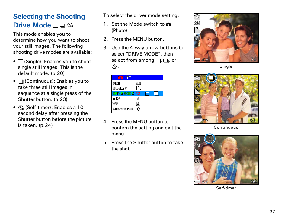 Selecting the shooting drive mode | Microtek MKT-1300a User Manual | Page 34 / 72
