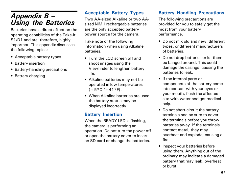 B: using the batteries, Appendix b  using the batteries | Microtek MKT-1300a User Manual | Page 58 / 72