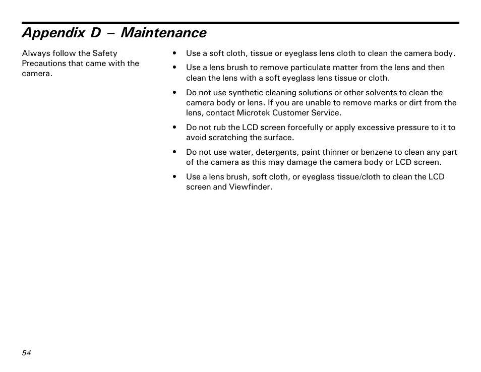 D: maintenance, Appendix d  maintenance | Microtek MKT-1300a User Manual | Page 61 / 72