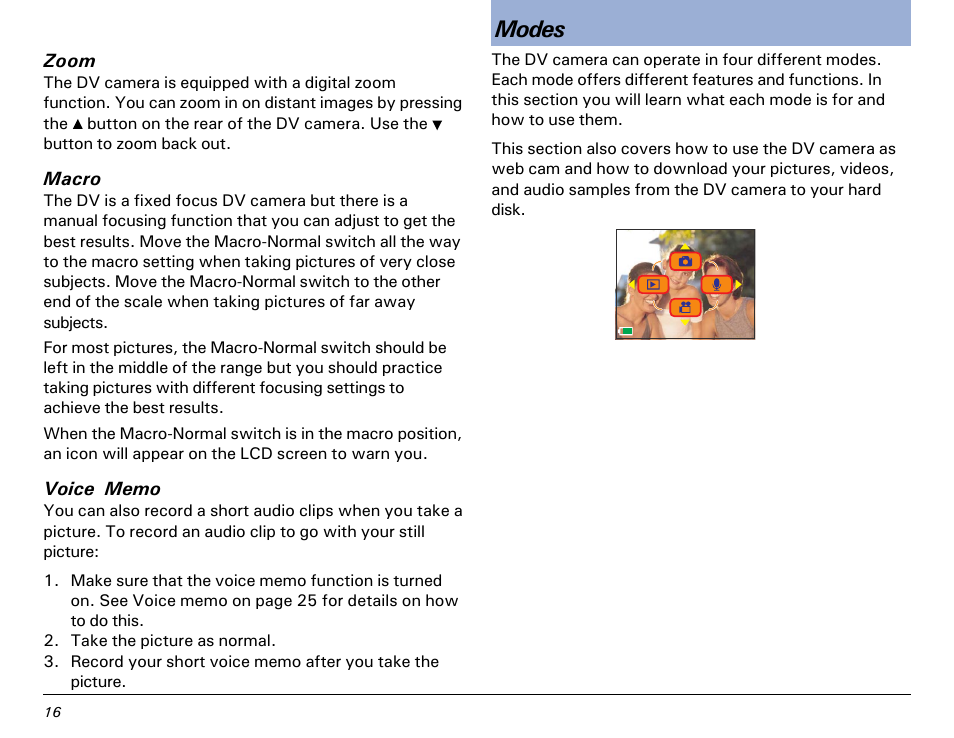 Modes | Microtek MV300 User Manual | Page 16 / 47