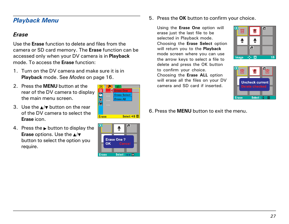 Playback menu | Microtek MV300 User Manual | Page 27 / 47