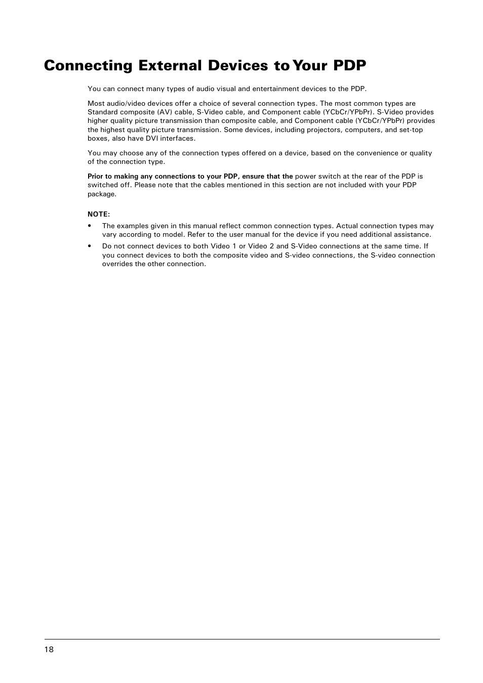 Connecting external devices to your pdp | Microtek MHP1-HD User Manual | Page 18 / 48