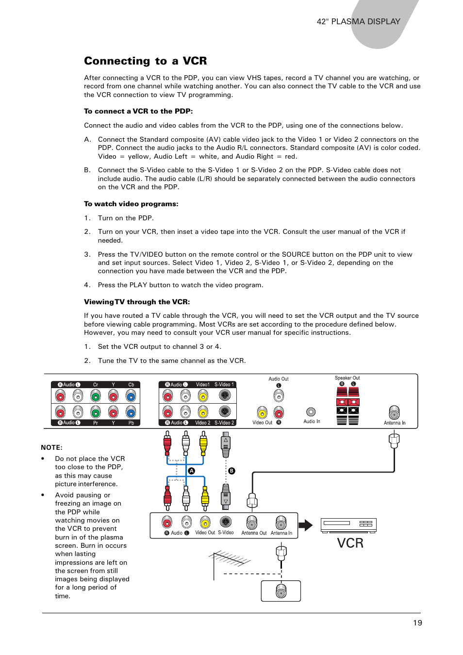 Connecting to a vcr | Microtek MHP1-HD User Manual | Page 19 / 48