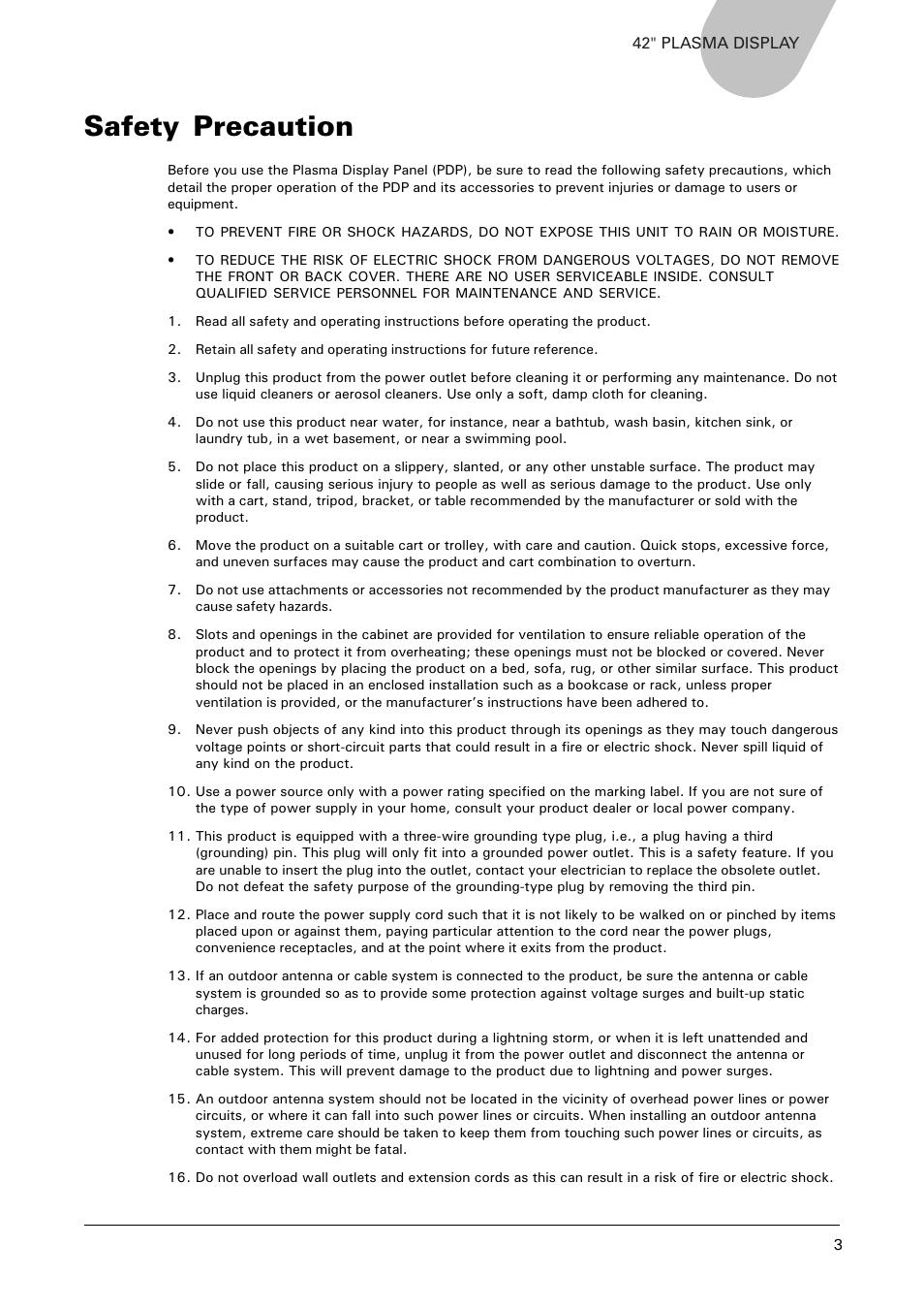 Safety precaution | Microtek MHP1-HD User Manual | Page 3 / 48