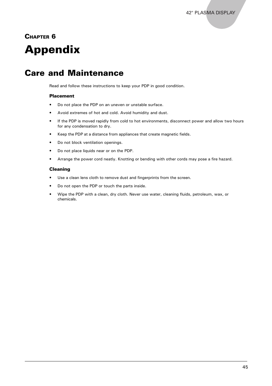 Appendix, Care and maintenance | Microtek MHP1-HD User Manual | Page 45 / 48