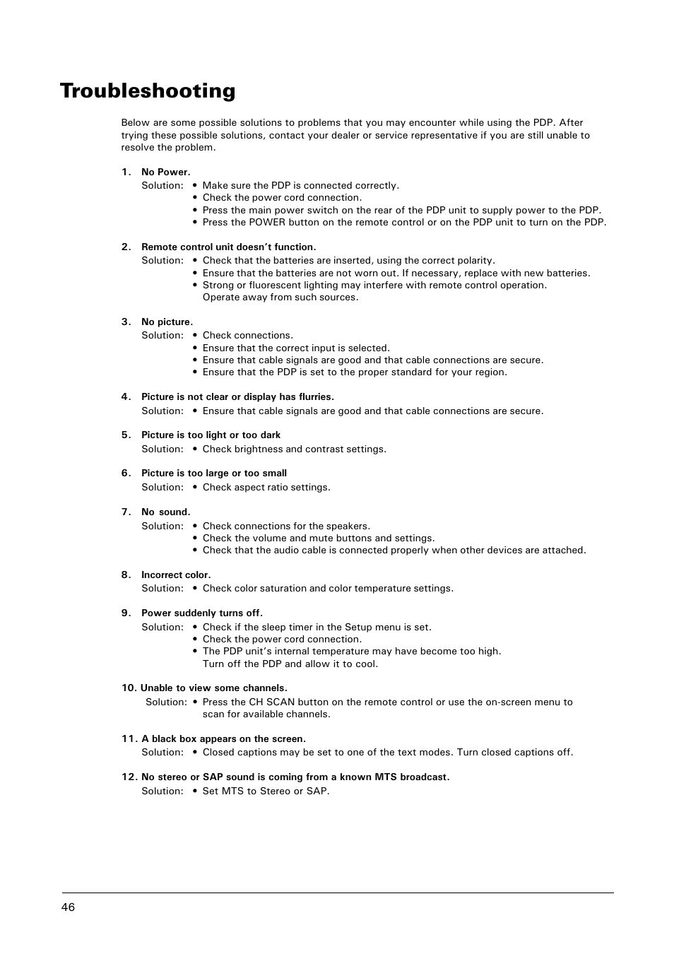 Troubleshooting | Microtek MHP1-HD User Manual | Page 46 / 48