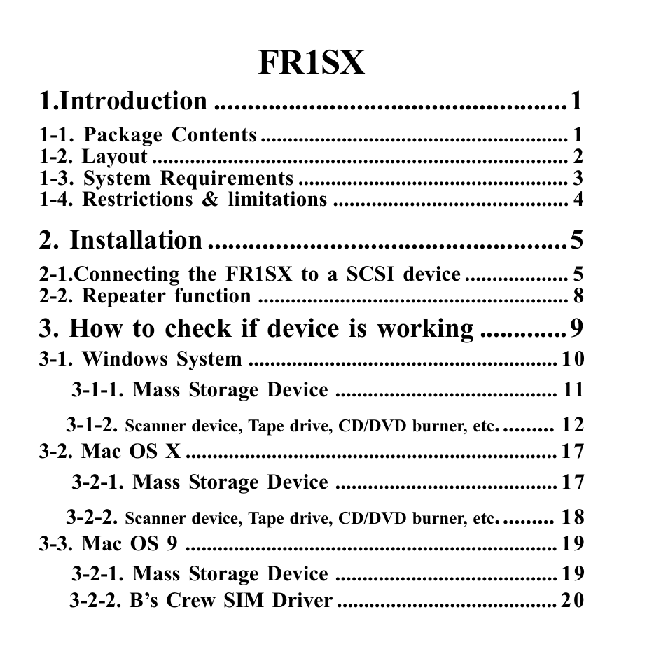 Index, Fr1sx, Introduction | Installation, How to check if device is working | Microtek Converter User Manual | Page 2 / 65