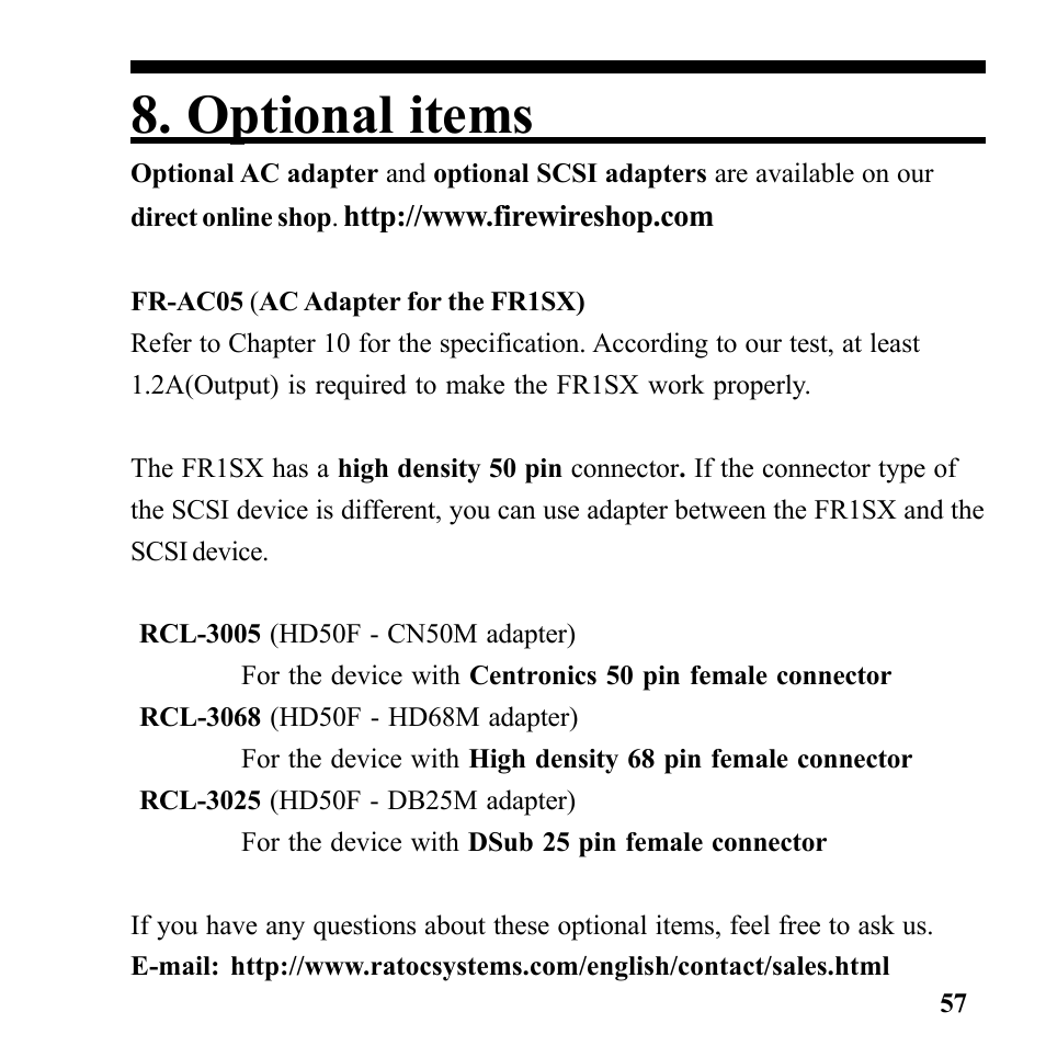 Optional items | Microtek Converter User Manual | Page 61 / 65