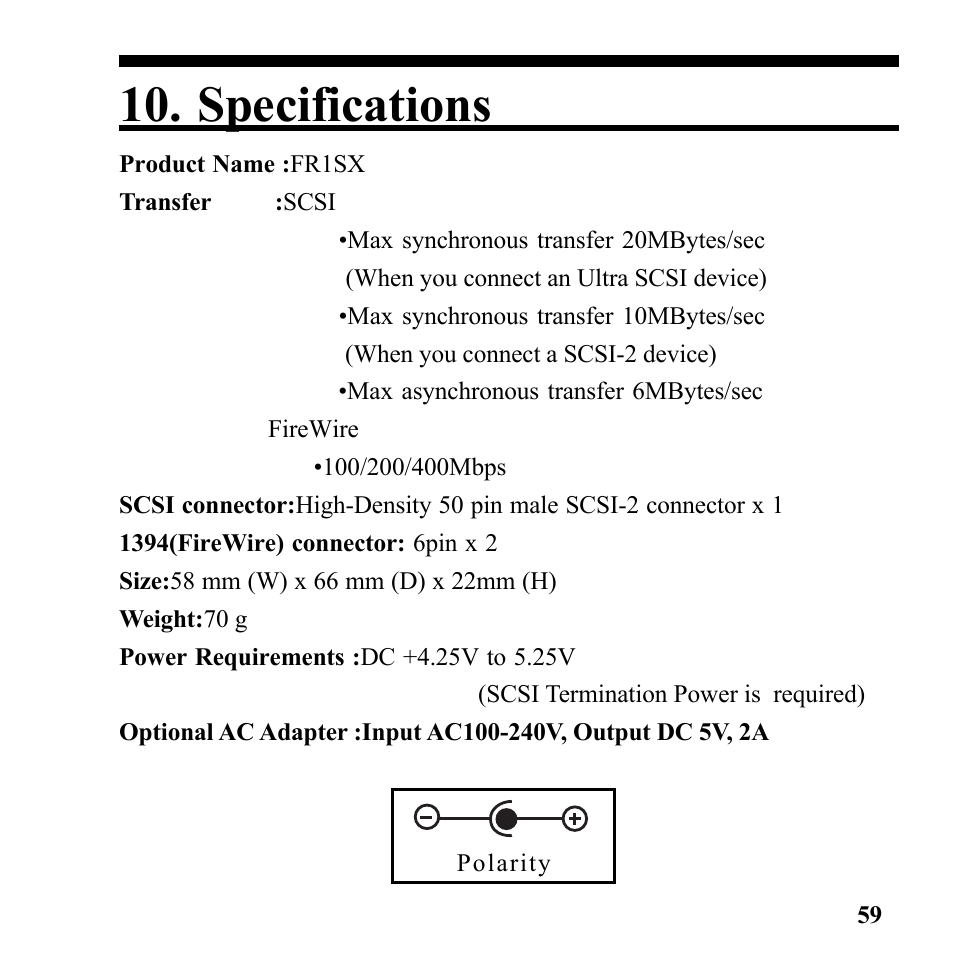 Specifications | Microtek Converter User Manual | Page 63 / 65