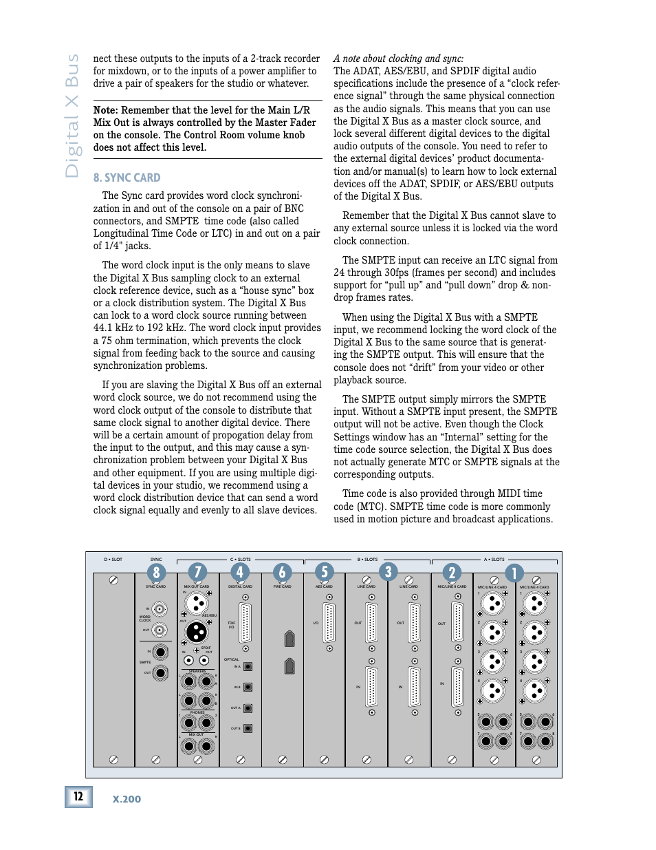 Sync card, Digital x bus, X.200 | MACKIE DIGITALXBUS X.200 User Manual | Page 12 / 98