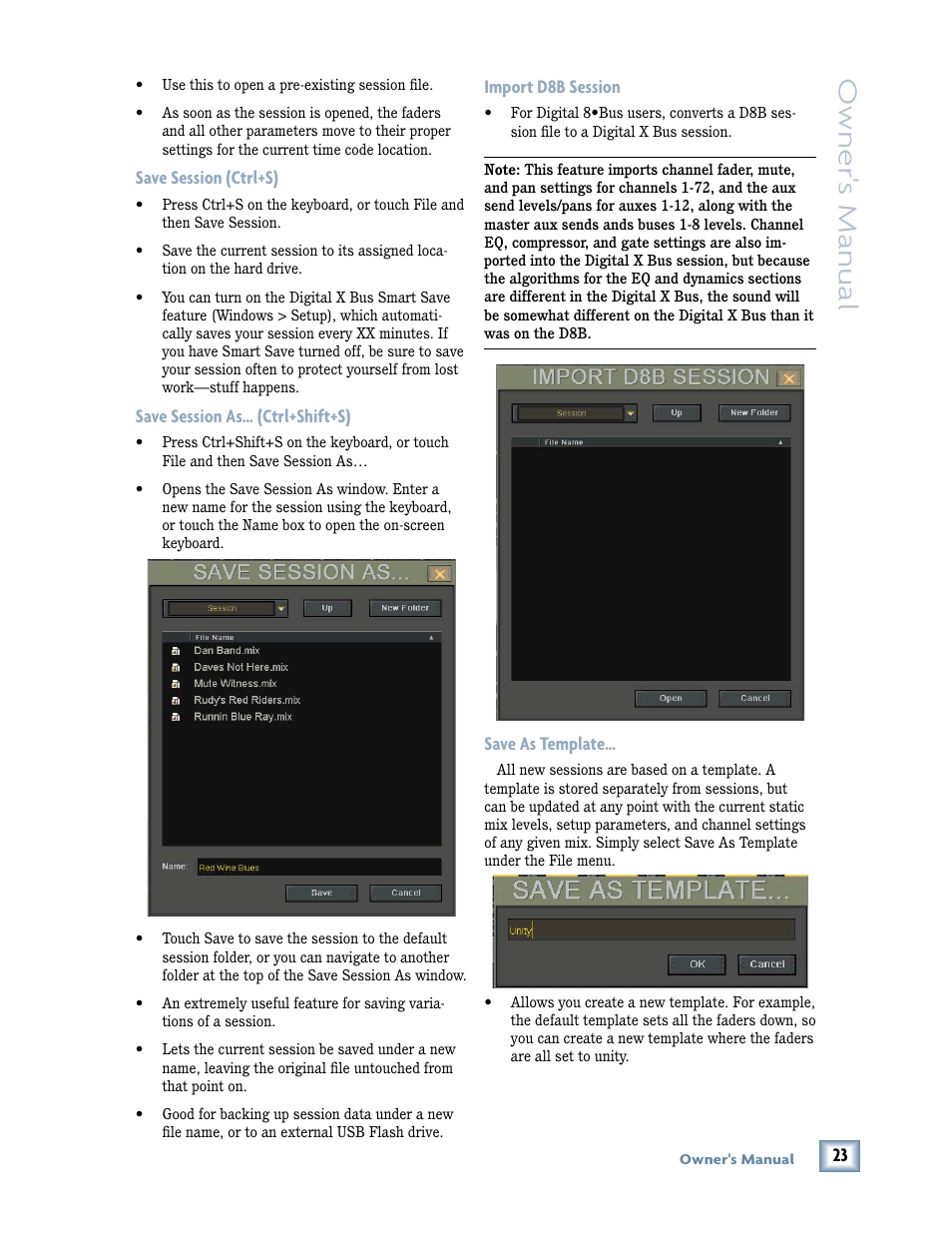 Owner 's manual | MACKIE DIGITALXBUS X.200 User Manual | Page 23 / 98