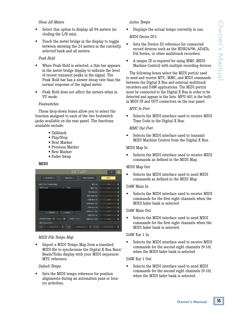Owner 's manual | MACKIE DIGITALXBUS X.200 User Manual | Page 35 / 98