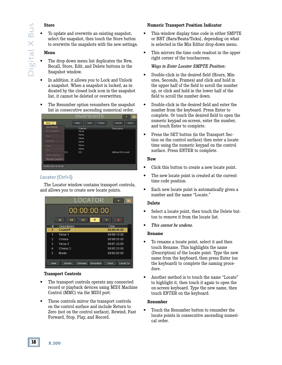 Digital x bus, Locator (ctrl+3) | MACKIE DIGITALXBUS X.200 User Manual | Page 38 / 98
