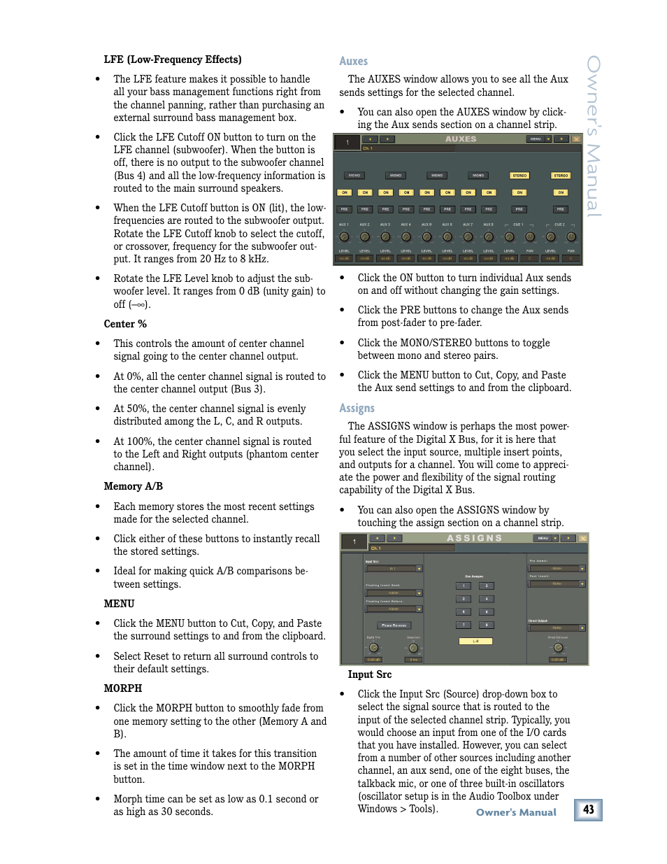 Owner 's manual | MACKIE DIGITALXBUS X.200 User Manual | Page 43 / 98