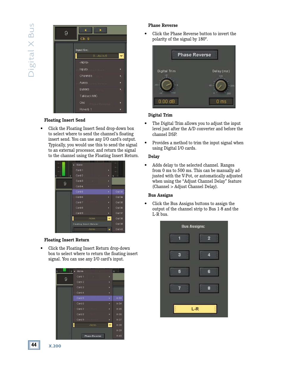 Digital x bus | MACKIE DIGITALXBUS X.200 User Manual | Page 44 / 98