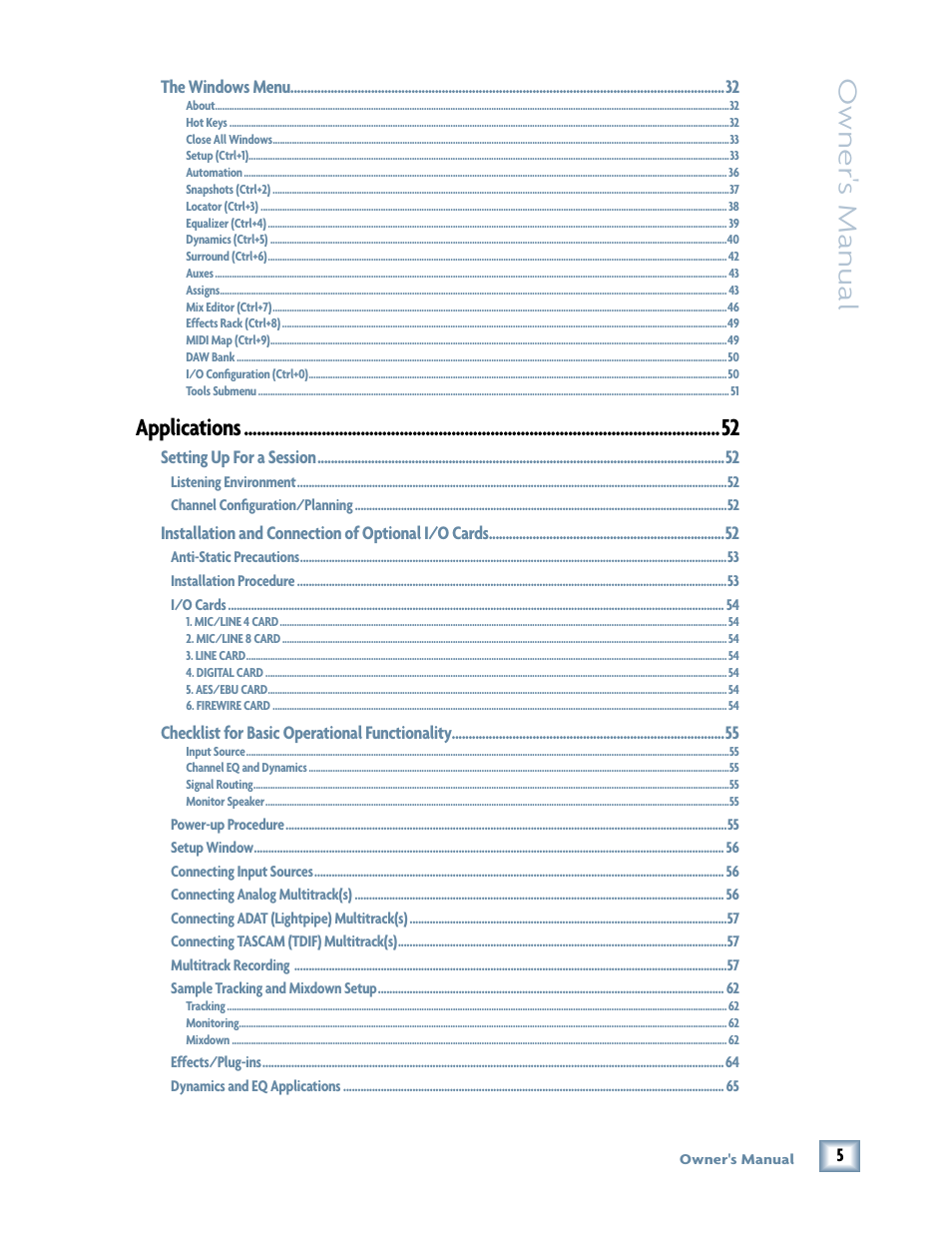 Owner 's manual, Applications | MACKIE DIGITALXBUS X.200 User Manual | Page 5 / 98