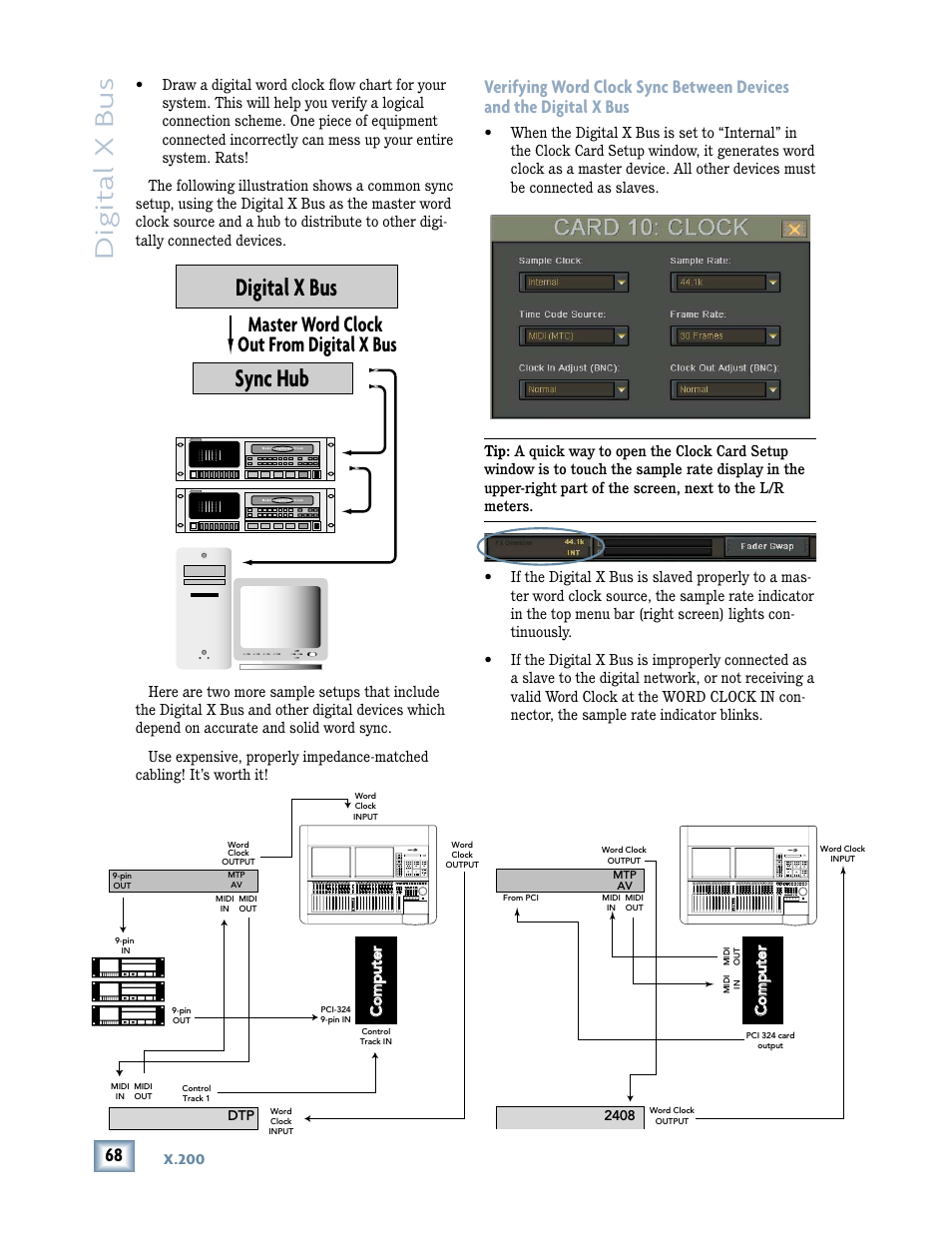 Digital x bus, Sync hub digital x bus, Master word clock out from digital x bus | MACKIE DIGITALXBUS X.200 User Manual | Page 68 / 98