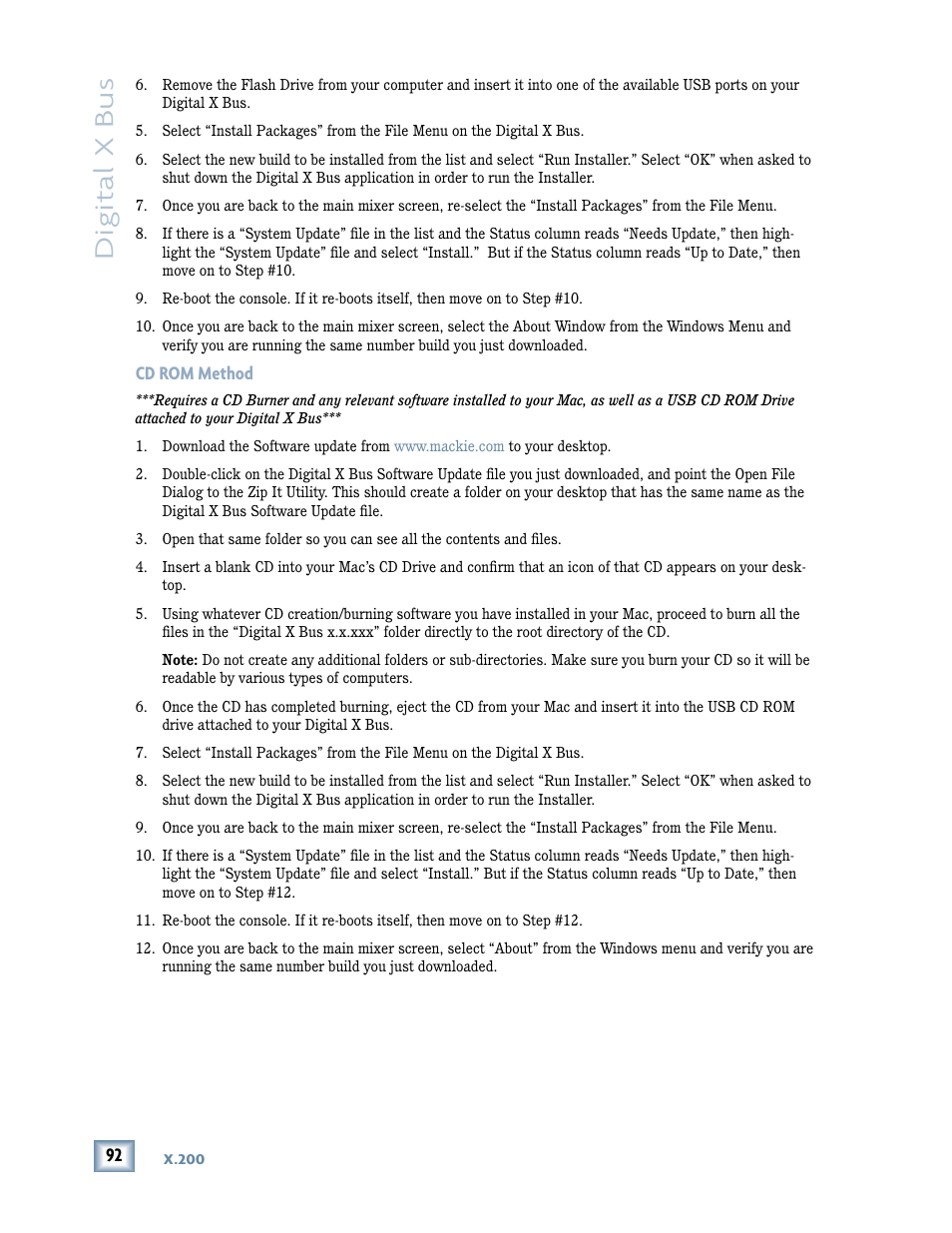 Digital x bus, Cd rom method | MACKIE DIGITALXBUS X.200 User Manual | Page 92 / 98