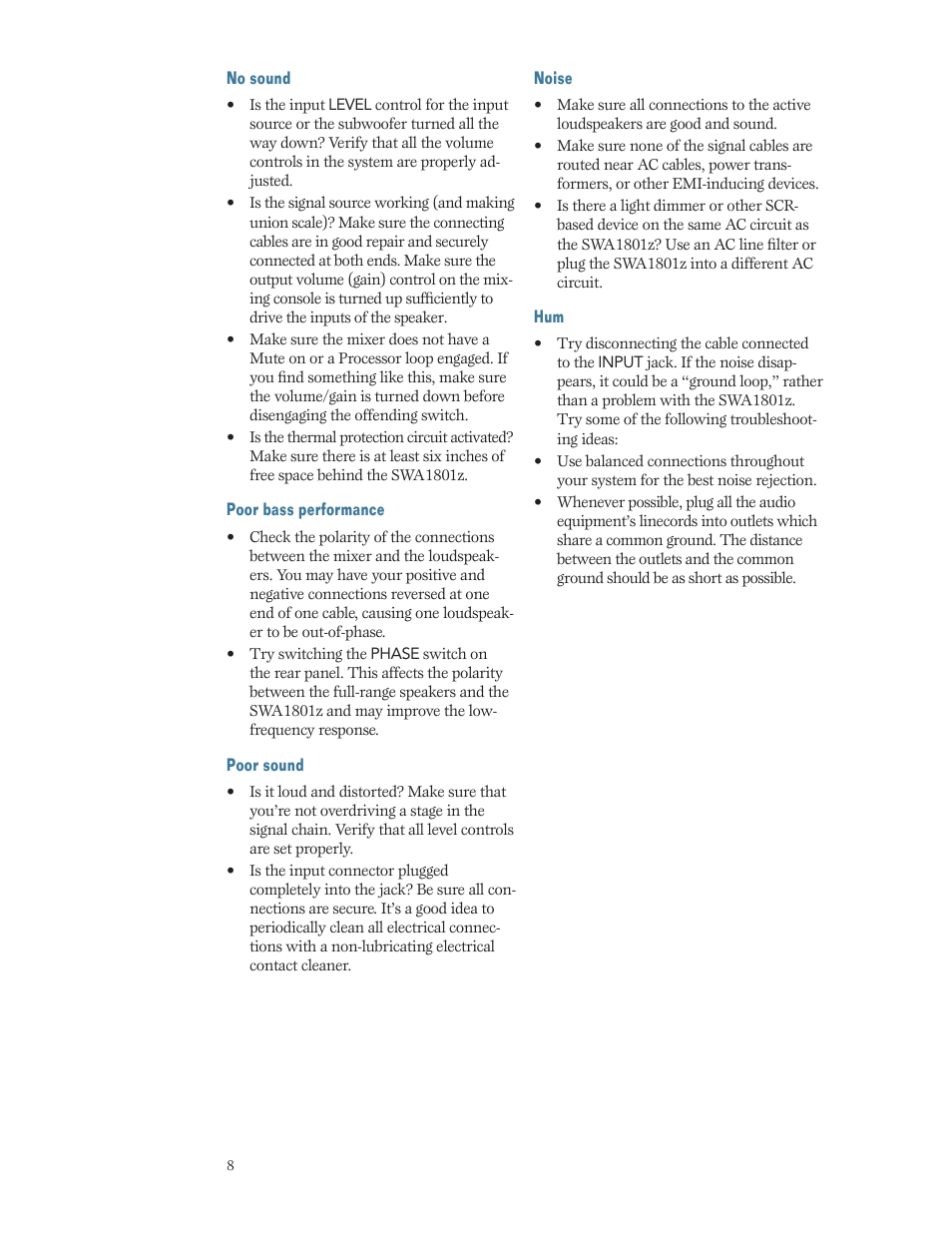 MACKIE SWA1801Z User Manual | Page 8 / 12