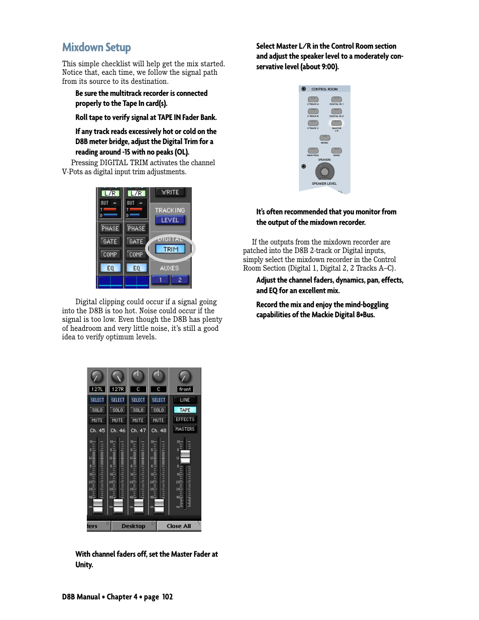 Mixdown setup | MACKIE D8B User Manual | Page 16 / 46