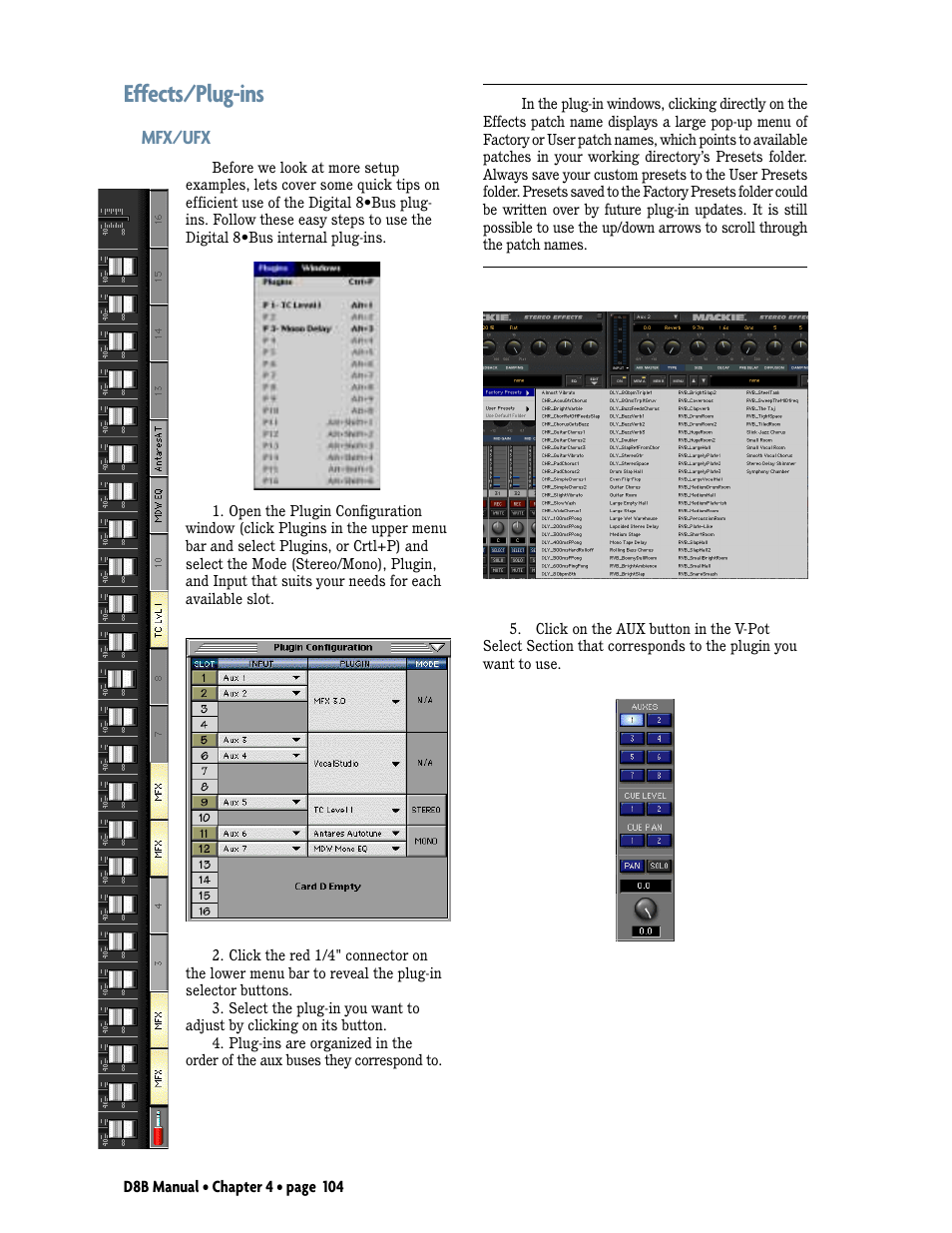 Effects/plug-ins, Mfx/ufx | MACKIE D8B User Manual | Page 18 / 46