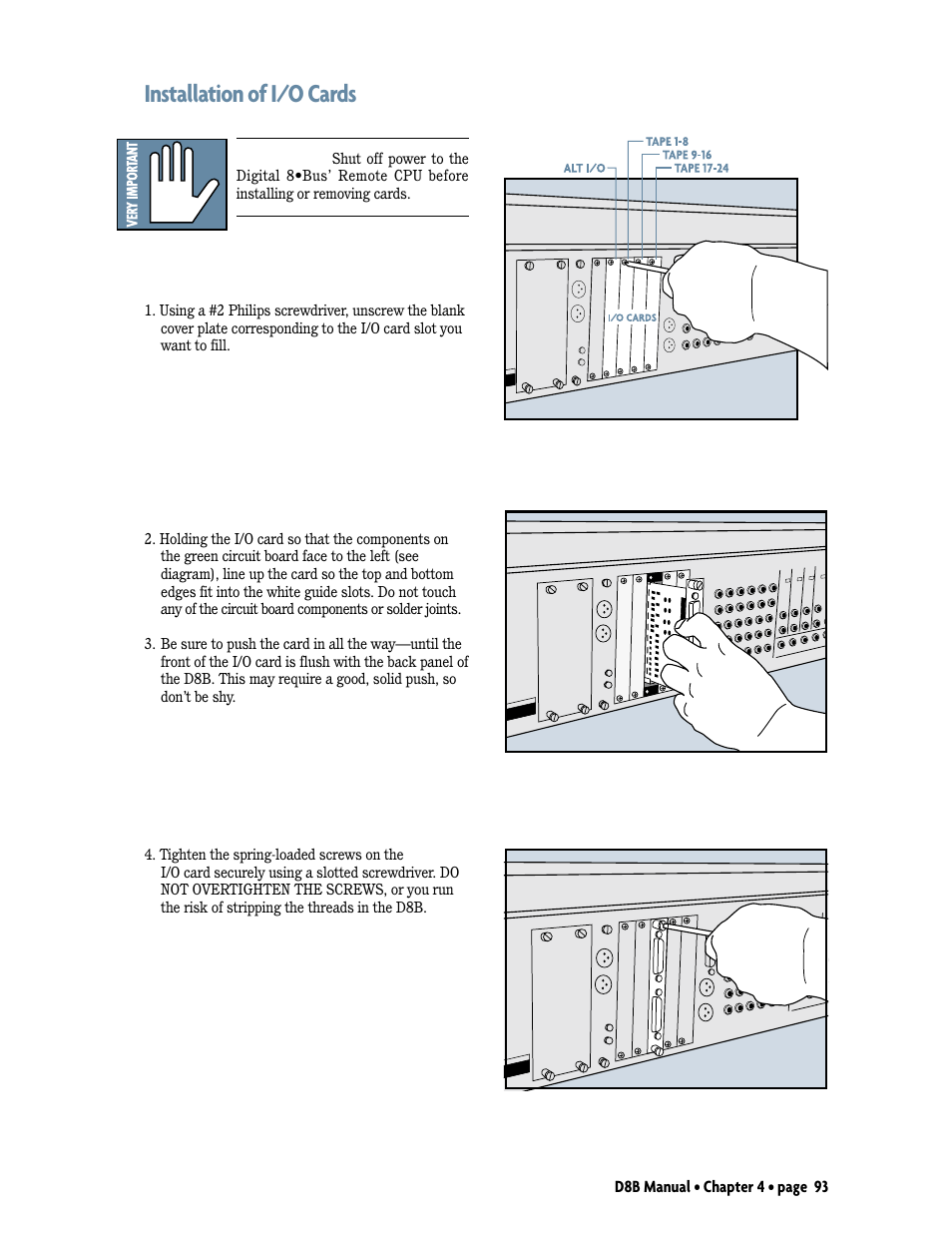 Installation of i/o cards | MACKIE D8B User Manual | Page 7 / 46