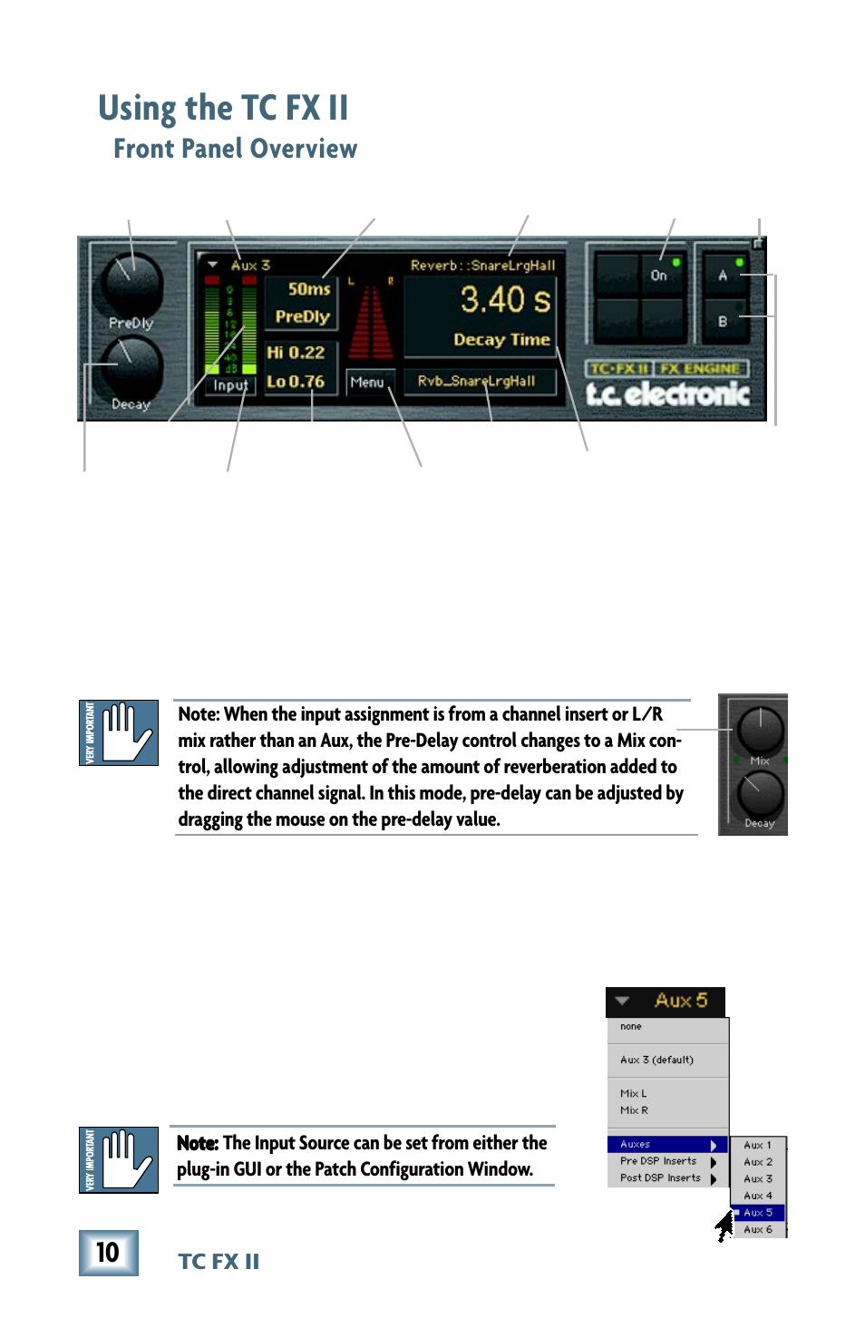 Using the tc fx ii plug-in, Front panel overview, Using the tc fx ii | MACKIE M2000 User Manual | Page 10 / 20