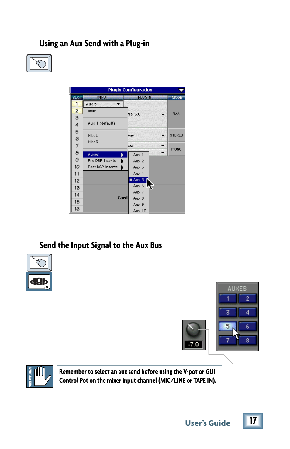 Using an aux send with a plug-in, Send the input signal to the aux bus | MACKIE M2000 User Manual | Page 17 / 20