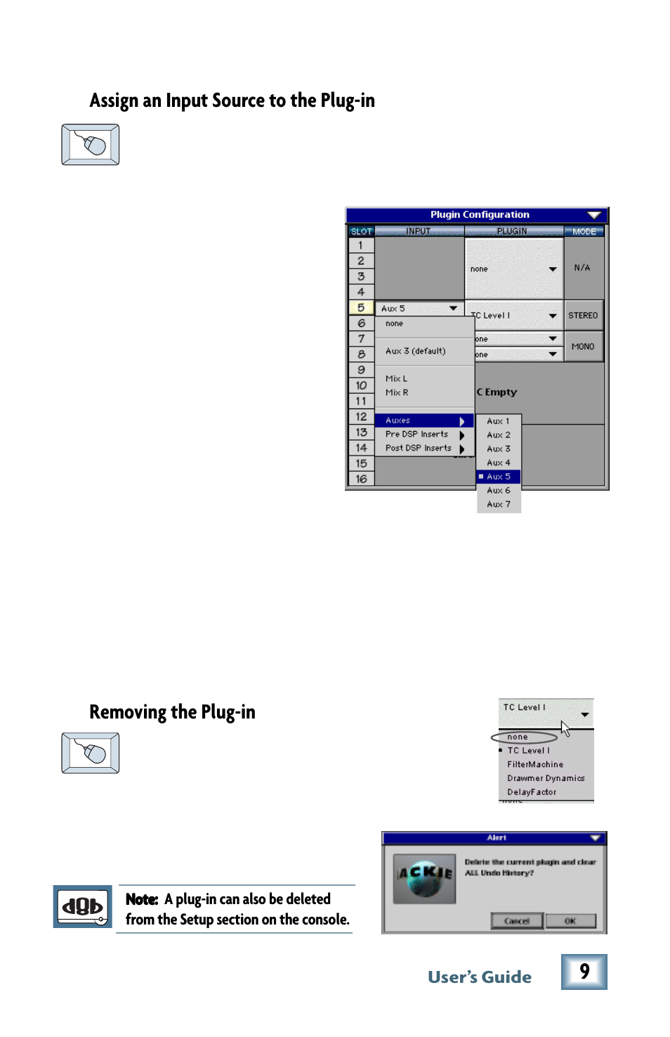 Removing the plug-in, Assign an input source to the plug-in | MACKIE M2000 User Manual | Page 9 / 20
