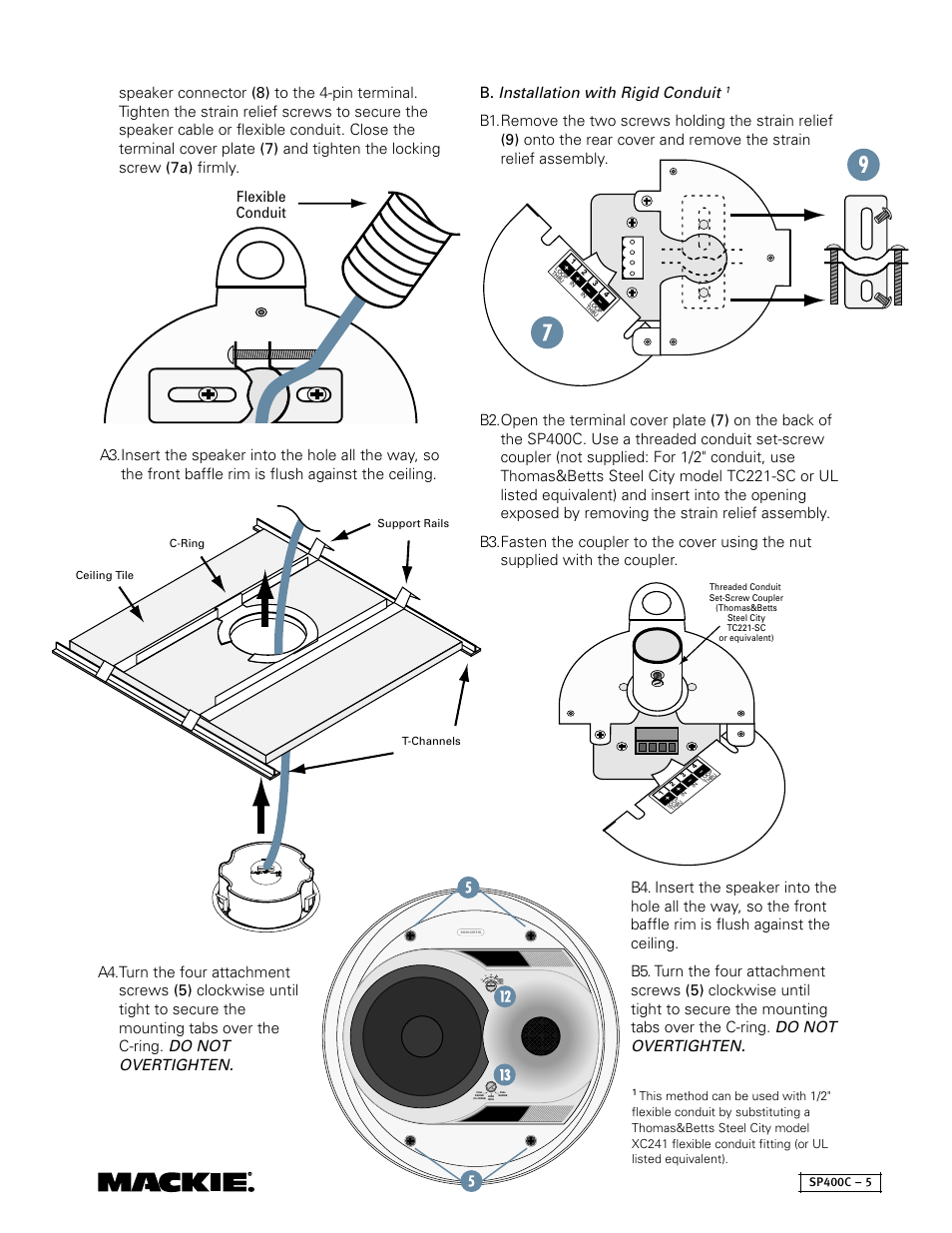 Flexible conduit | MACKIE SP400C User Manual | Page 5 / 8