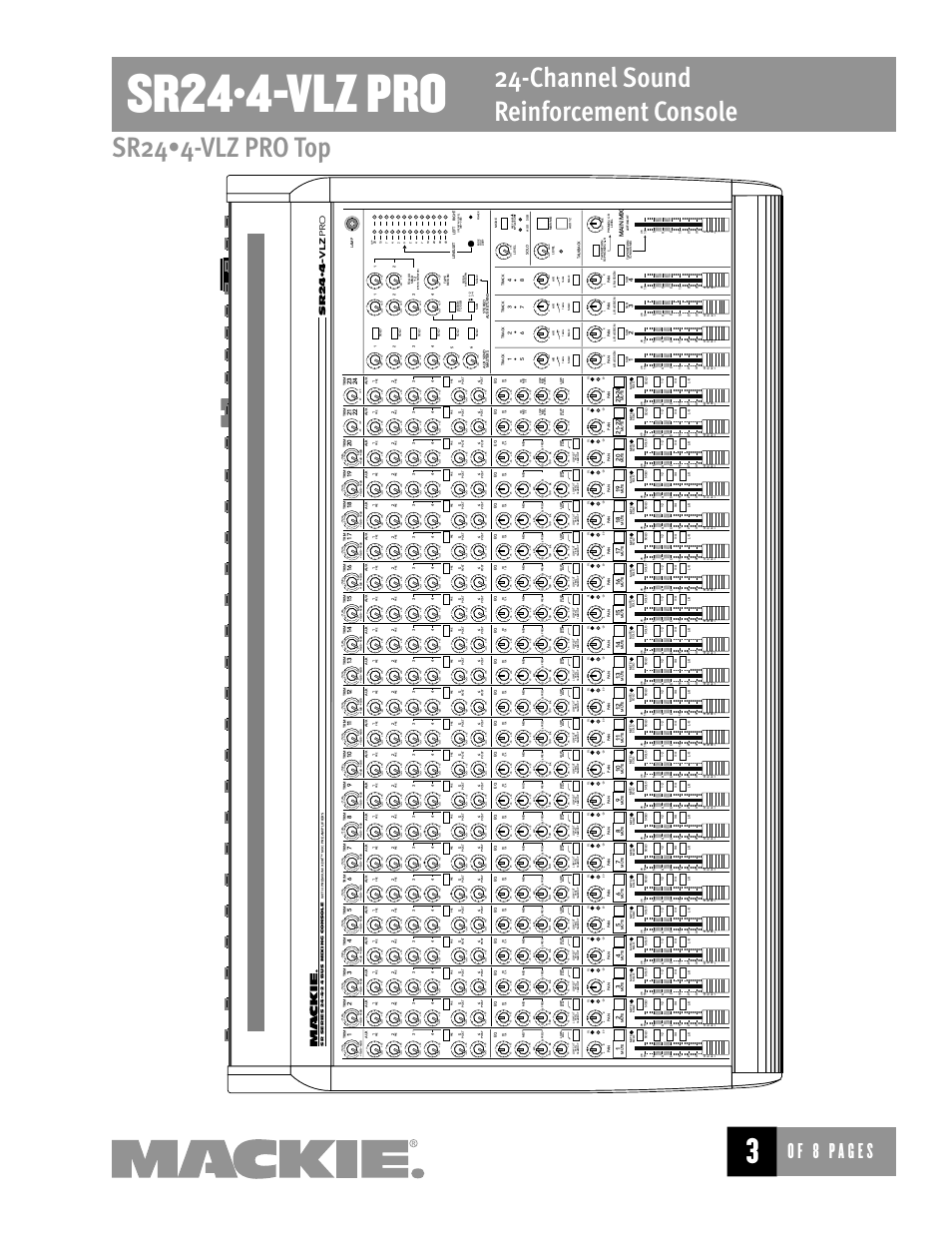 Sr24•4-vlz pro, Channel sound reinforcement console, Sr24•4-vlz pro top | Sr 2 4 • 4 | MACKIE SR244-VLZ User Manual | Page 3 / 8