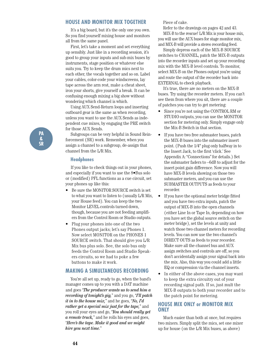 MACKIE 8-submaster mixer User Manual | Page 46 / 74