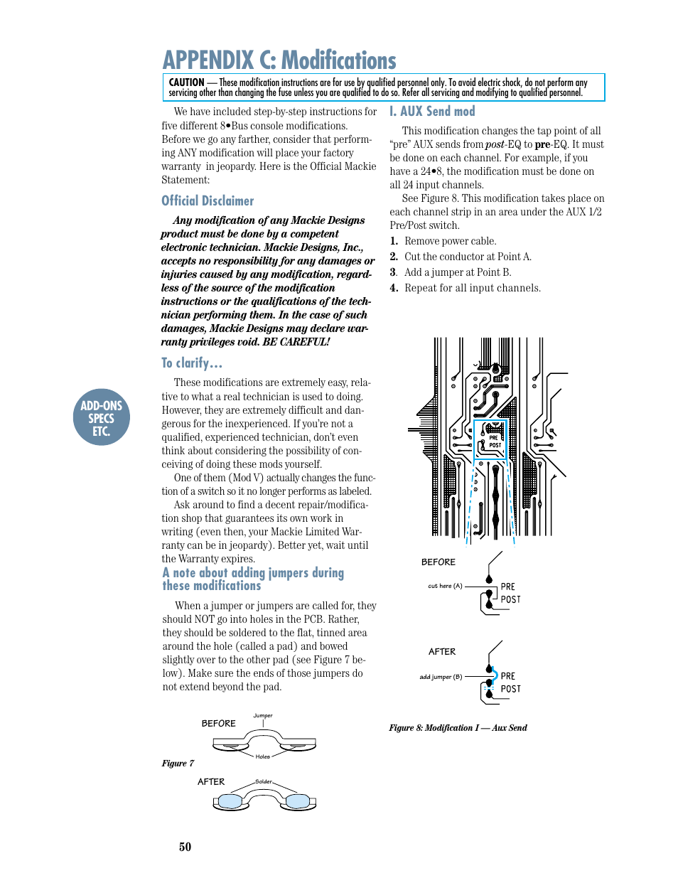 Appendix c: modifications | MACKIE 8-submaster mixer User Manual | Page 52 / 74