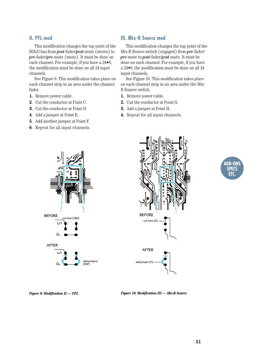 Ii. pfl mod, Iii. mix-b source mod | MACKIE 8-submaster mixer User Manual | Page 53 / 74